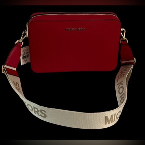 New MICHAEL KORS Large Crossbody Red LEATHER BAG - Picture 14 of 16